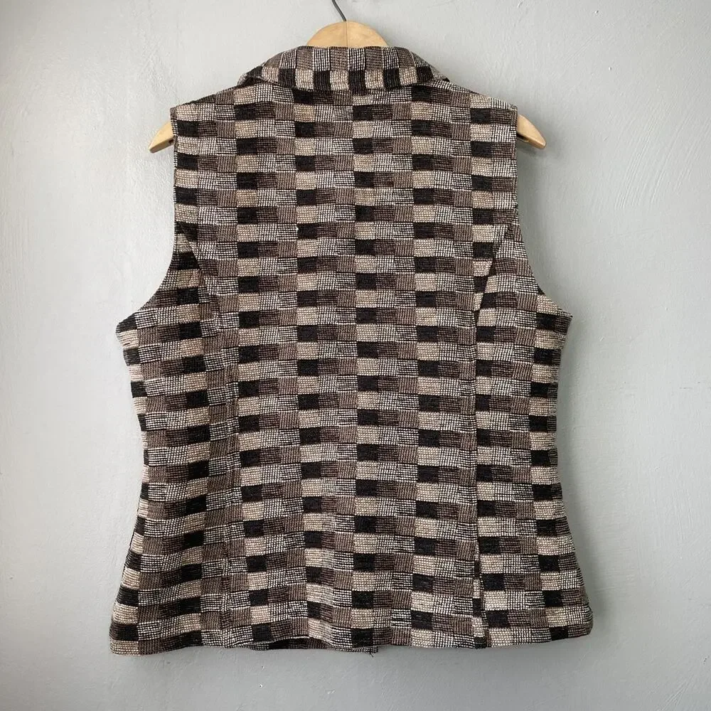 Christopher & Banks Vest Size Medium Tapestry Button Up Dark Academia Geometric